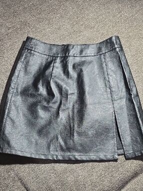 Lioness Black Leather Mini Skirt with Side Slit